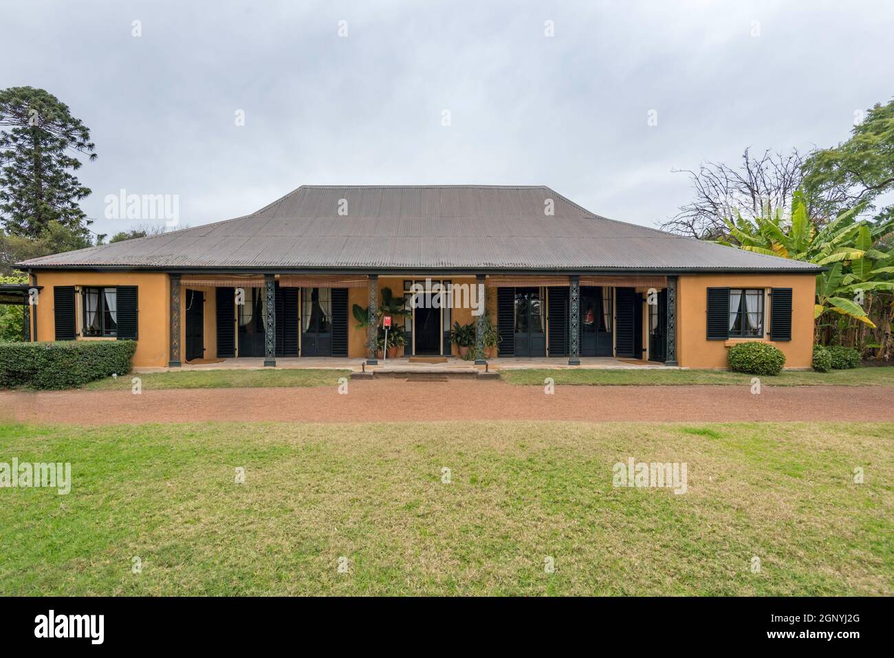 Die Elizabeth Farm in der Nähe von Parramatta war 1793 das georgianische Kolonialhaus von John und Elizabeth MacArthur und wird heute von den Sydney Living Museums aufbewahrt. Stockfoto