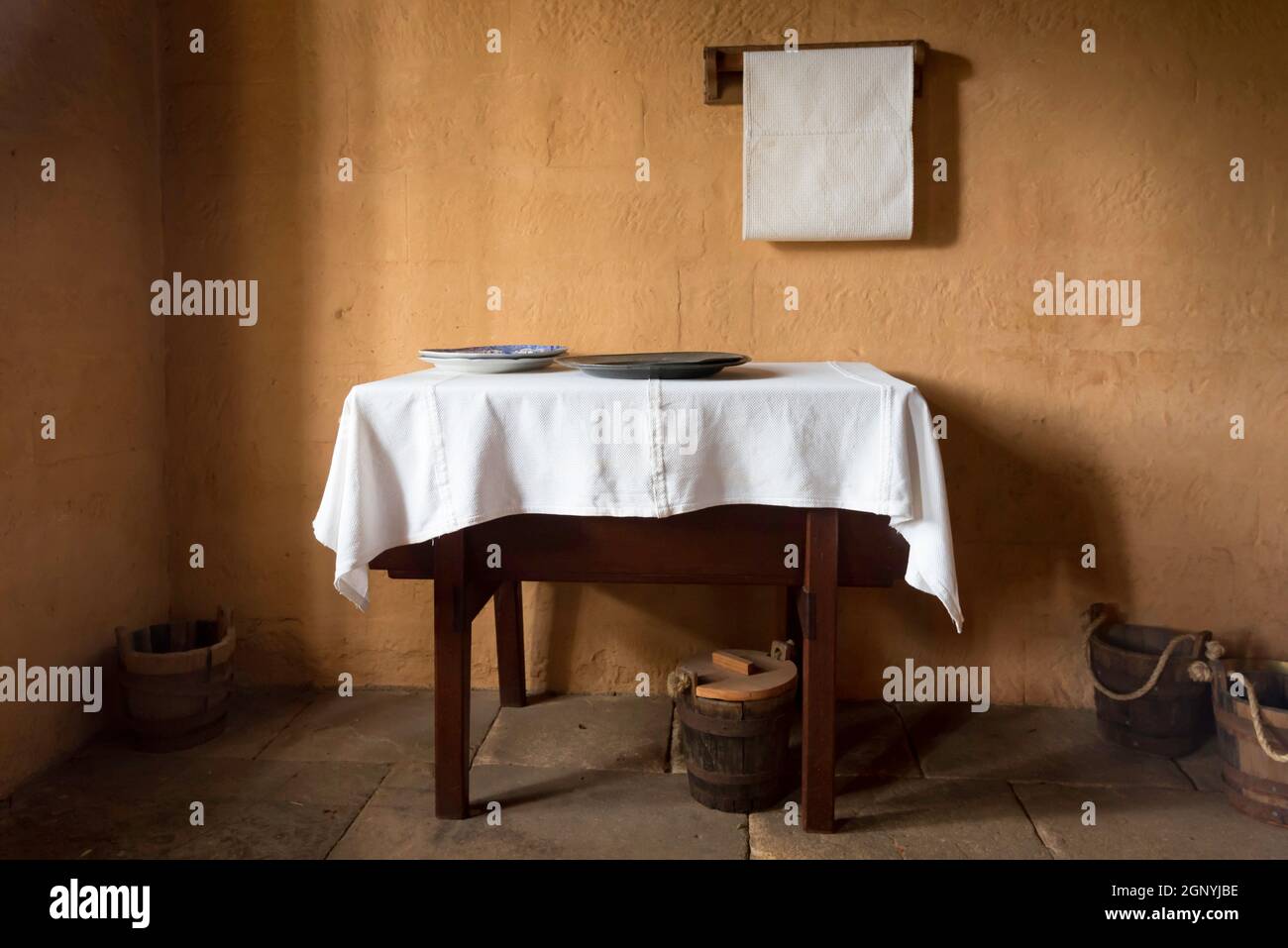 Das Innere der Elizabeth Farm in der Nähe von Parramatta, dem georgianischen Kolonialhaus von John und Elizabeth MacArthur aus dem Jahr 1793, das heute von den Sydney Living Museums erhalten ist. Stockfoto