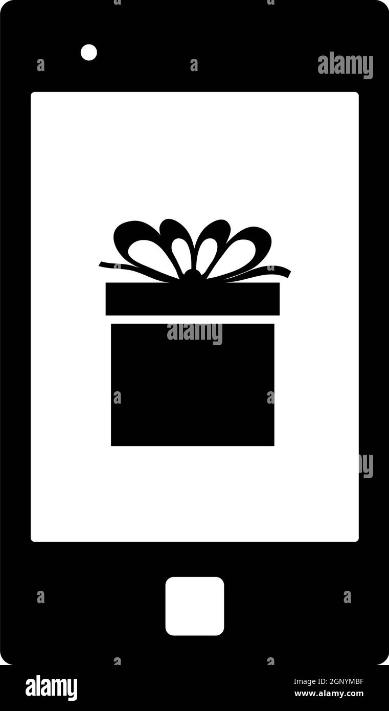 Smartphone Mit Symbol Für Geschenkbox Auf Dem Bildschirm Stock Vektor