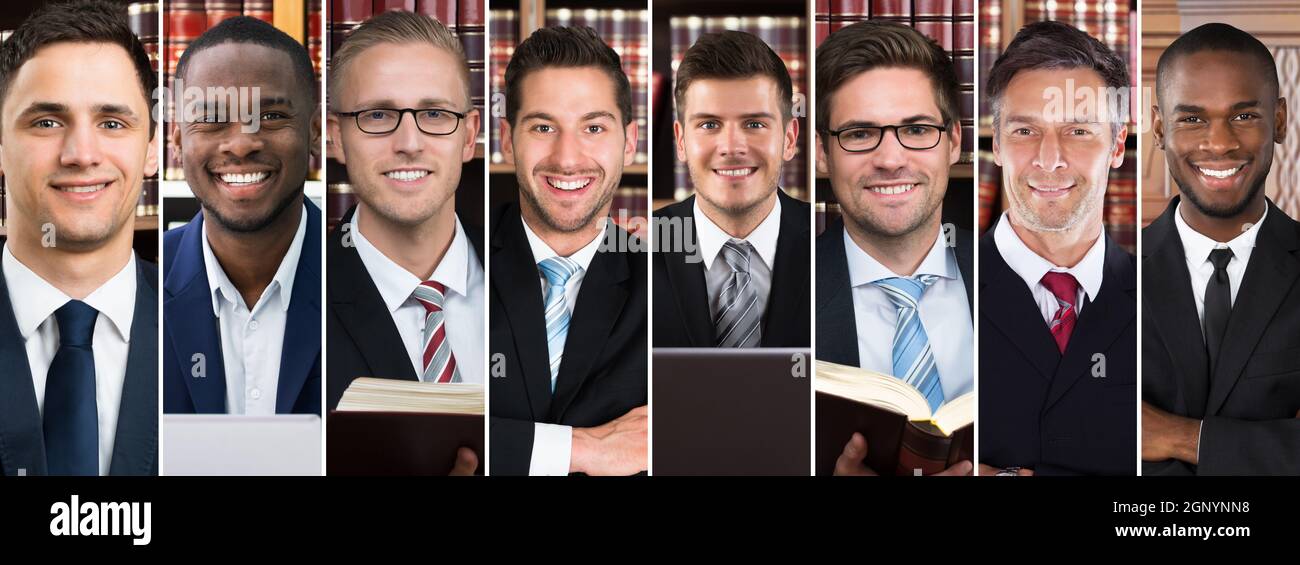 Legal Advisor Oder Attorney Lawyer Collage Eingestellt Stockfoto