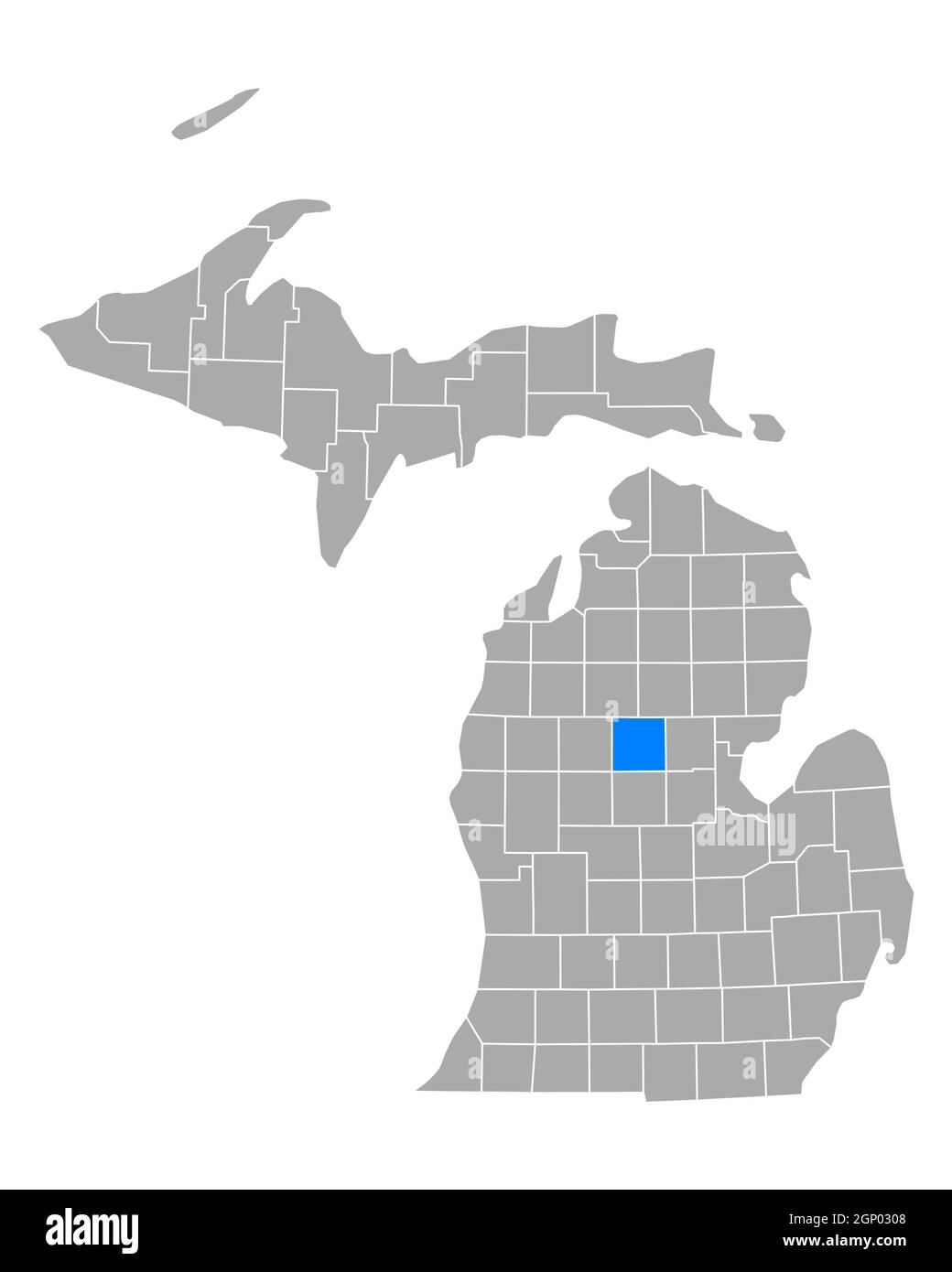 Karte von Clare in Michigan Stockfoto