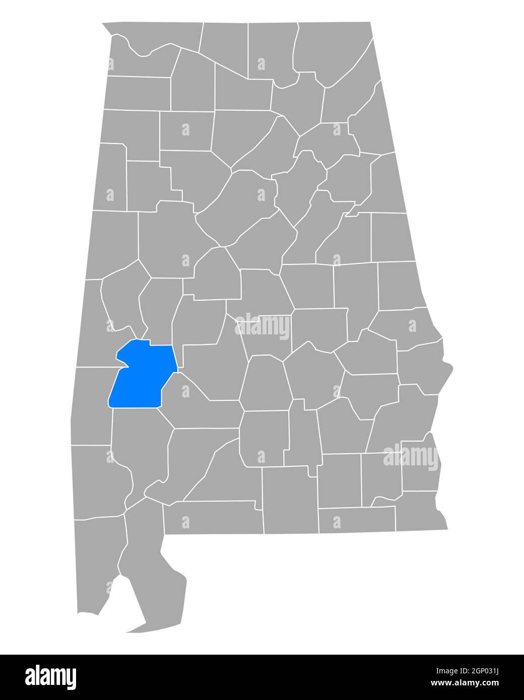 Karte von Marengo in Alabama Stockfoto