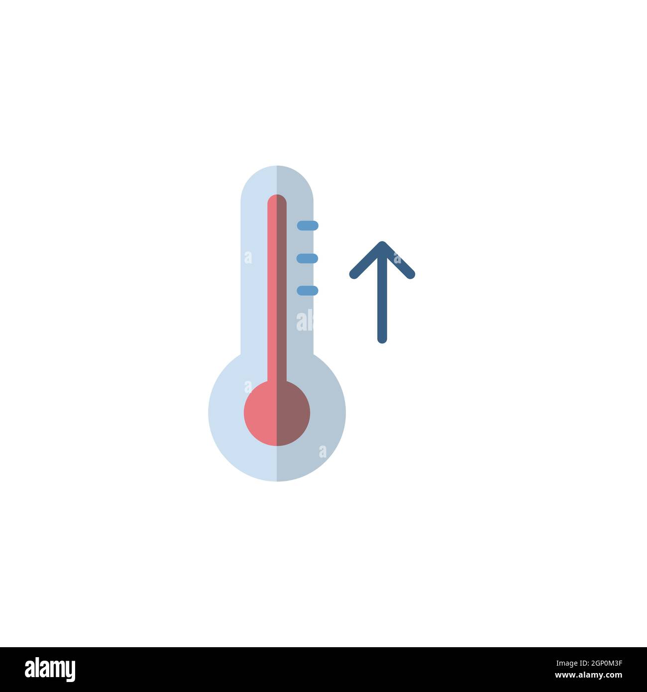 Thermometer. Anstiegstemperatur. Flaches Symbol. Isolierte Wettervektordarstellung Stock Vektor