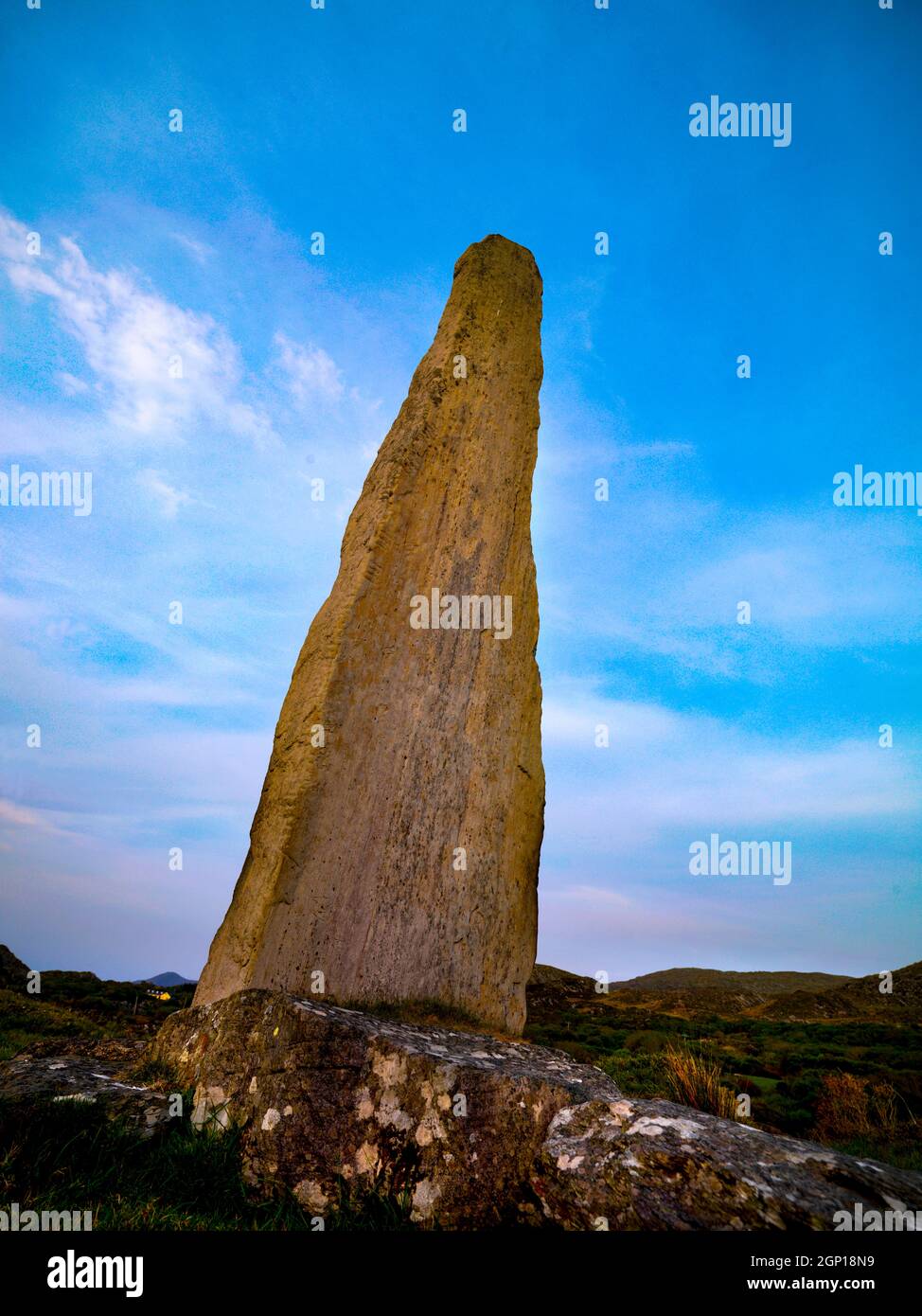 Ballycrovane Ogham Stone, County Cork, Irland Stockfoto