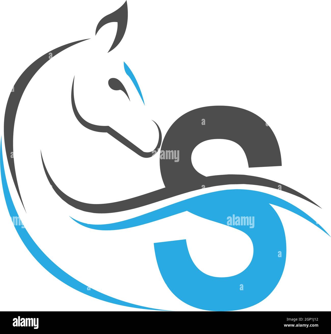 Buchstabe S Symbol Logo mit Pferd Illustration Design Stock Vektor
