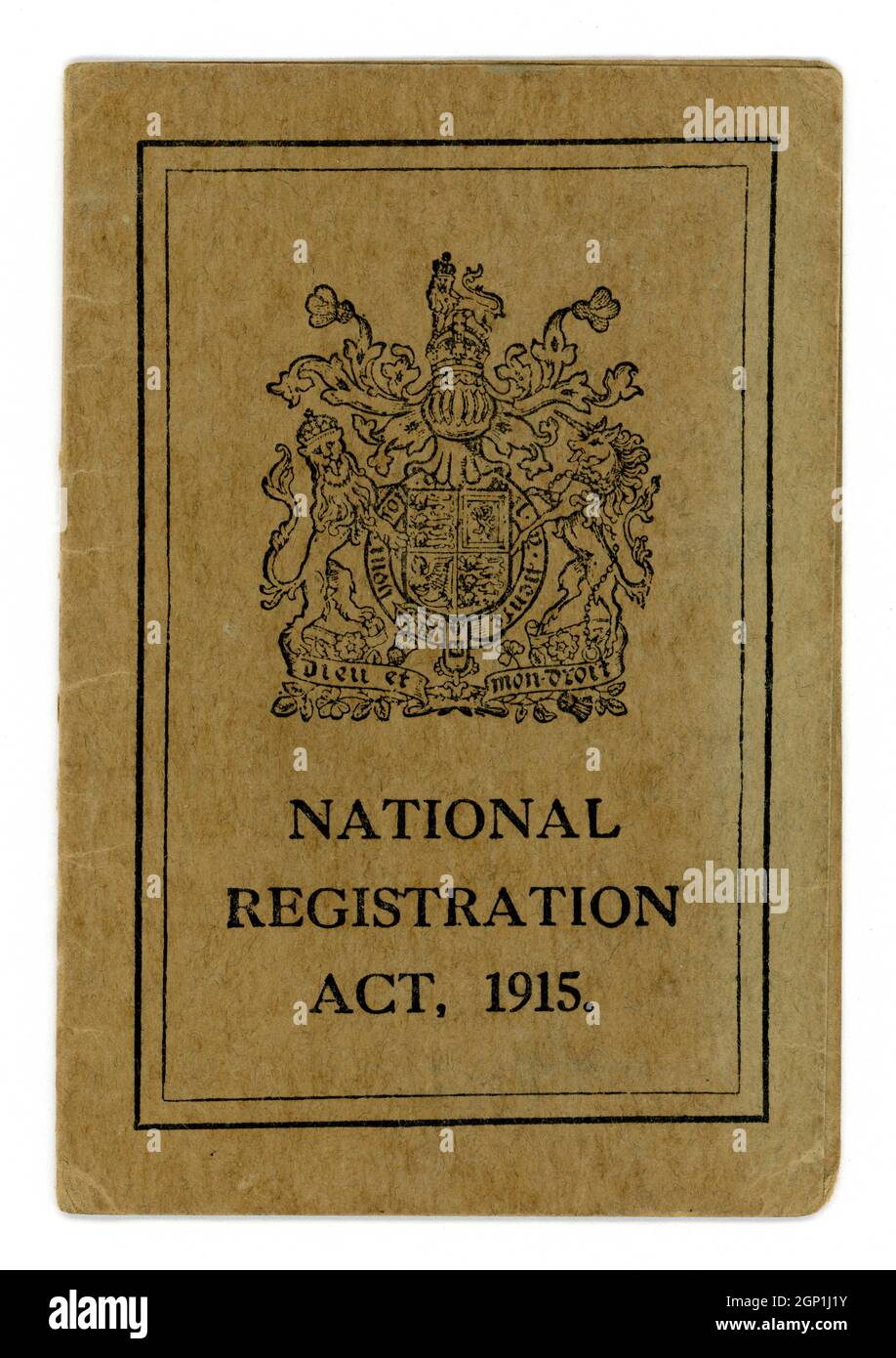 First World war National Registration Act 1915 Karte von George Spiers Smith, Head Assistant, 38. Gestempelt - Whitley & Monkseaton Urban District Council, Northumberland von einem Rekrutierungsbeauftragten 0n 6. Dezember 1916 Stockfoto