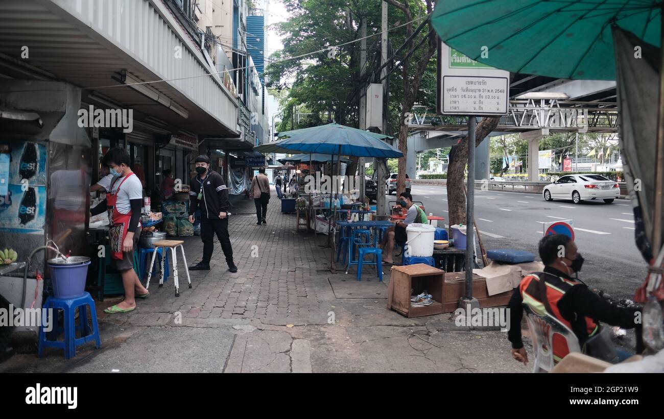 Street Food Vendors Rama IV Road Bangkok Thailand Stockfoto