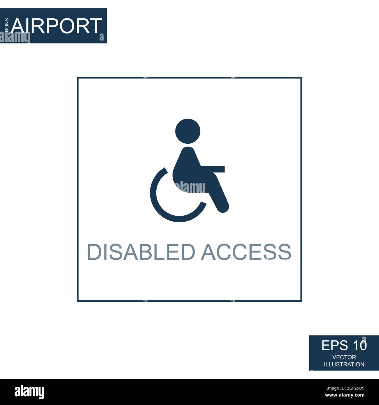 Abstraktes Symbol Rollstuhl auf Flughafen Thema - Vektor-Illustration Stockfoto