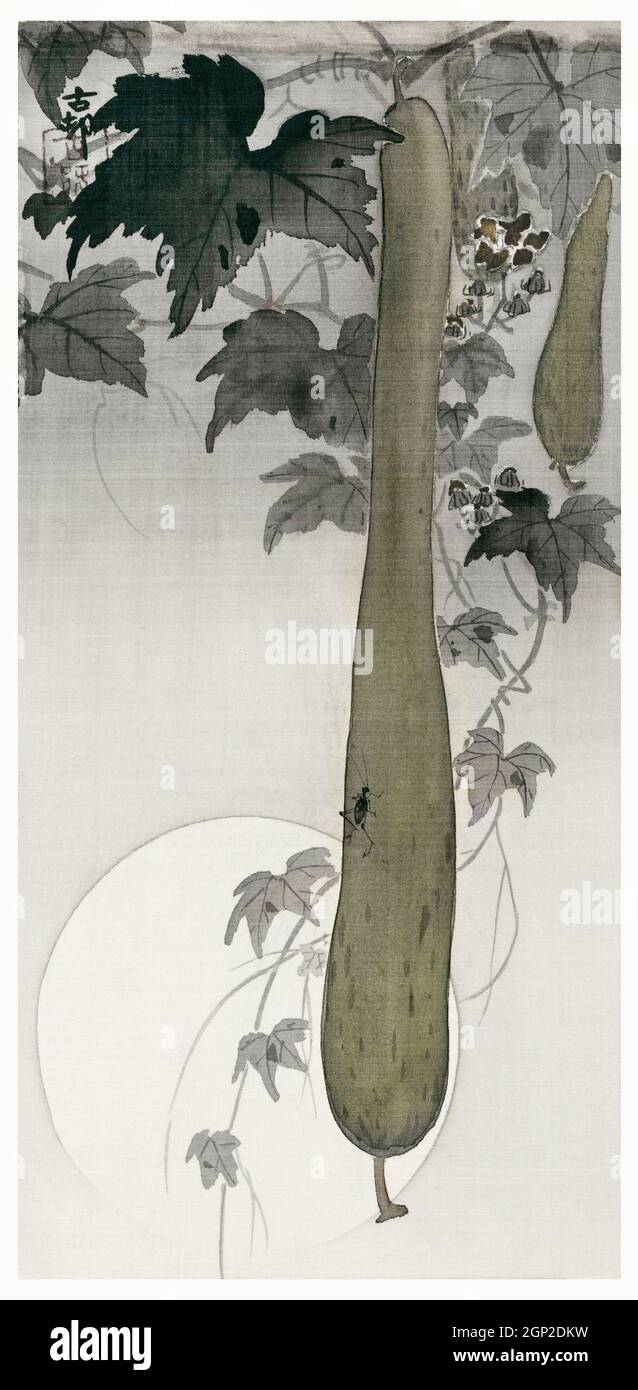 Wilde Gurke und Vollmond (1877-1945) von Ohara Koton (1877-1945). Stockfoto