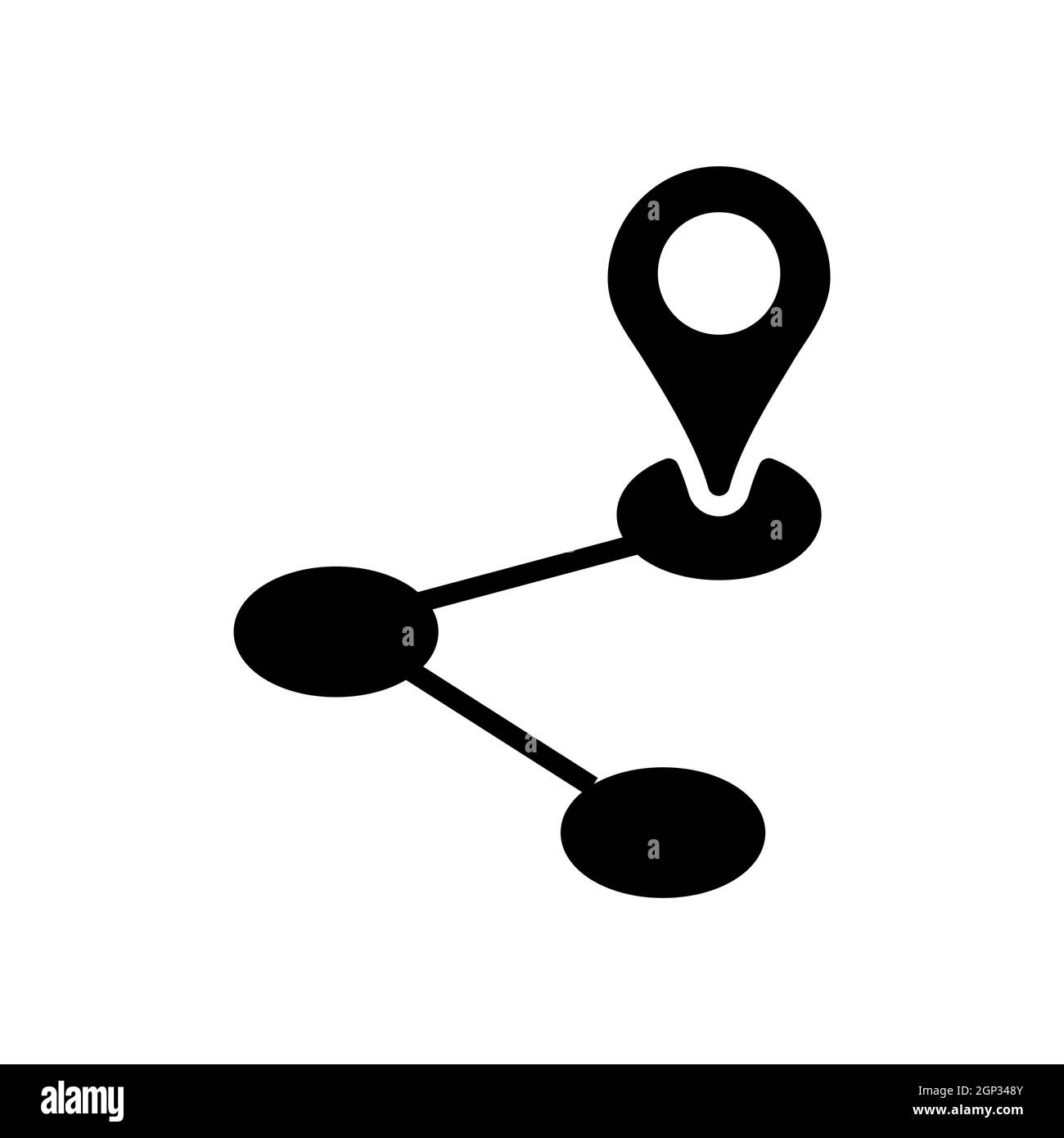 Routenvektor flach isoliertes Glyphensymbol. Navigationsschild Stock Vektor