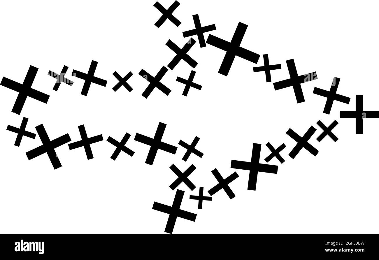 Pfeil mit Kontur des Kreuz-Symbol, einfachen Stil Stock Vektor