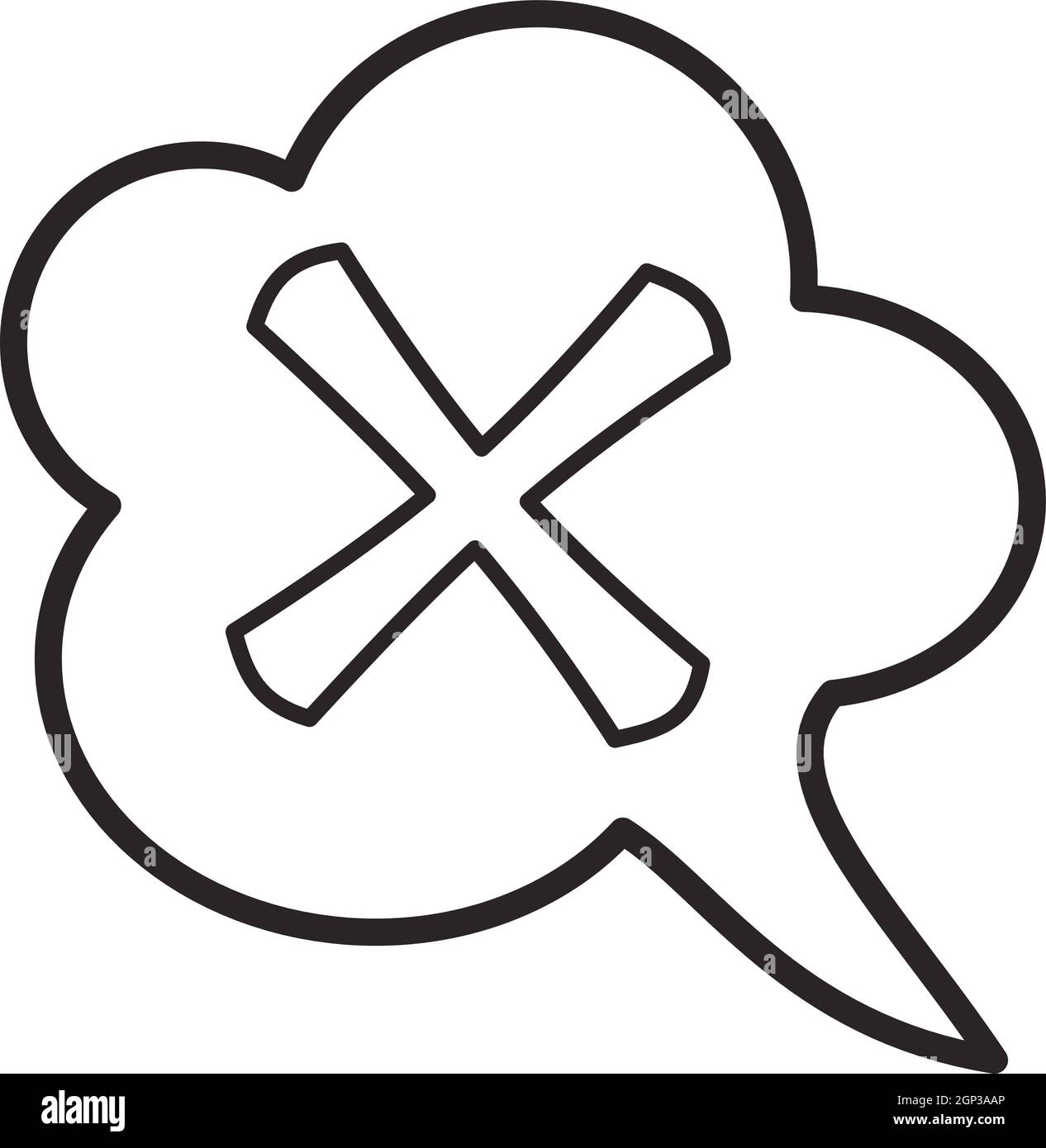 Kreuz in Cloud Symbol, outline Style Stock Vektor