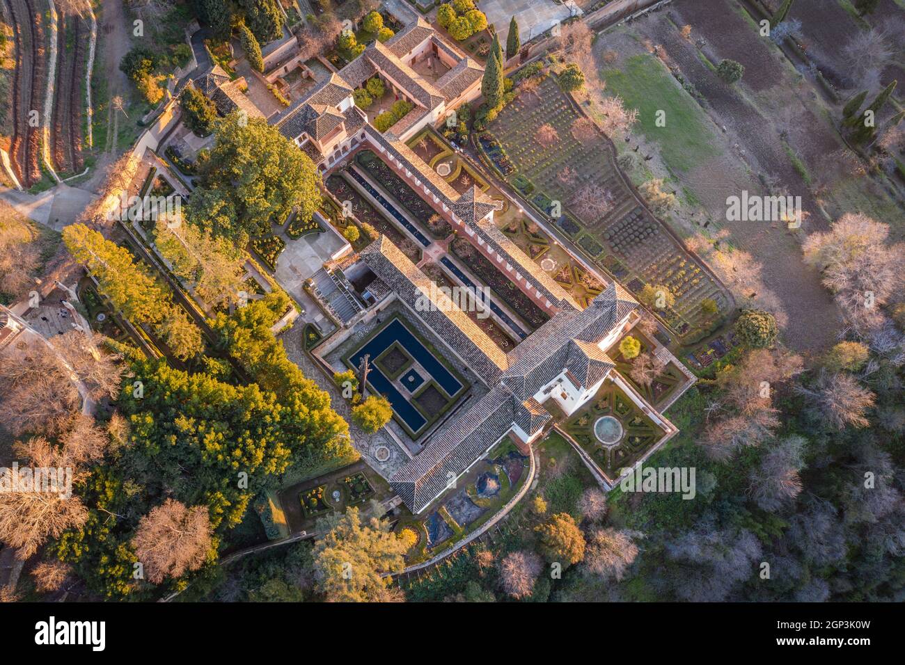 Granada Spanien Dezember 2020 Luftaufnahme des Alhambra Palastes In sabikah Hügel Granada Spanien Stockfoto