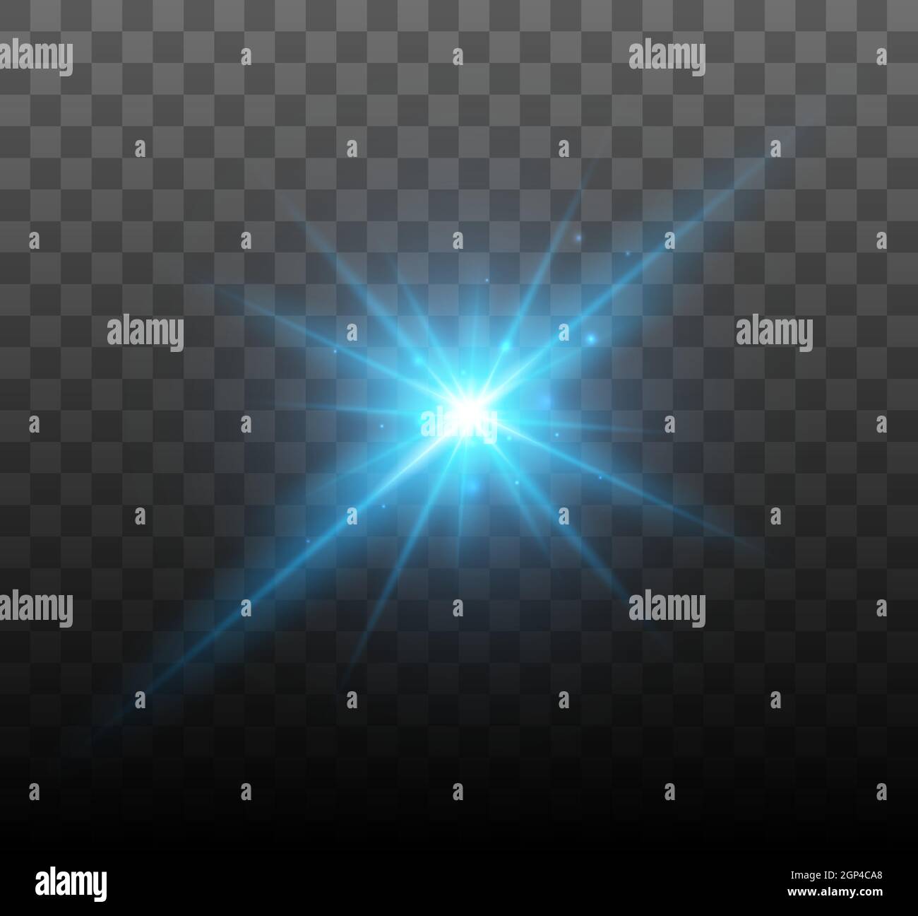 Vektorgrafik für Streulicht. Effekt von leuchtendem Funkenlicht isoliert auf transparentem Hintergrund. Stock Vektor