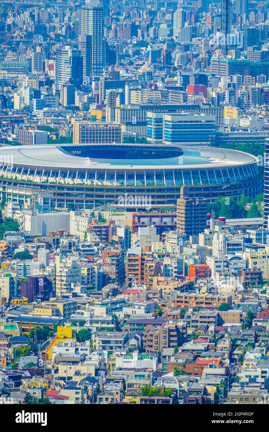 Das neue Nationalstadion und die Skyline von Tokio. Drehort