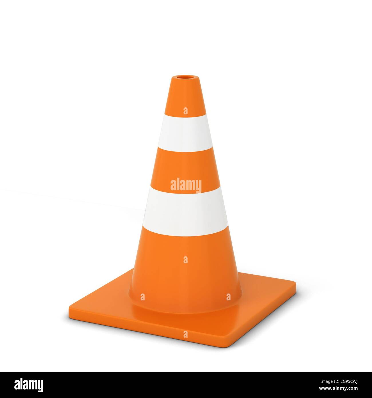 Orangefarbener Verkehrskegel. 3d-Illustration isoliert auf weißem Hintergrund Stockfoto