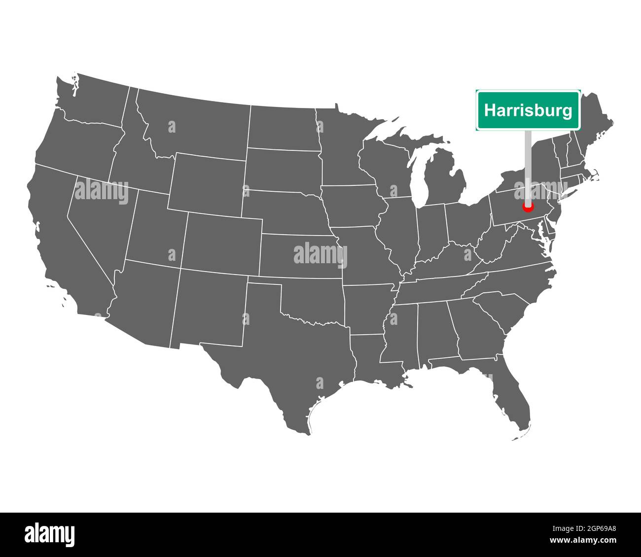 Harrisburg City Limit Zeichen und Karte der USA Stockfoto