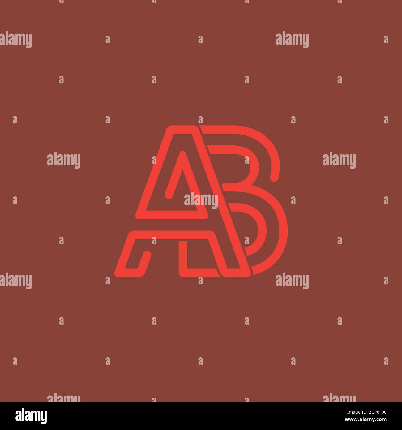 Ab oder BA minimales kreatives Logo mit negativem Platzeffekt Stock Vektor