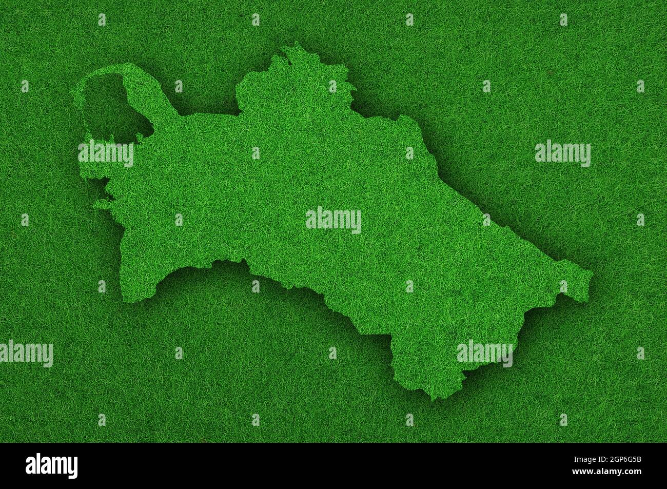 Karte von Turkmenistan auf grünem Filz Stockfoto