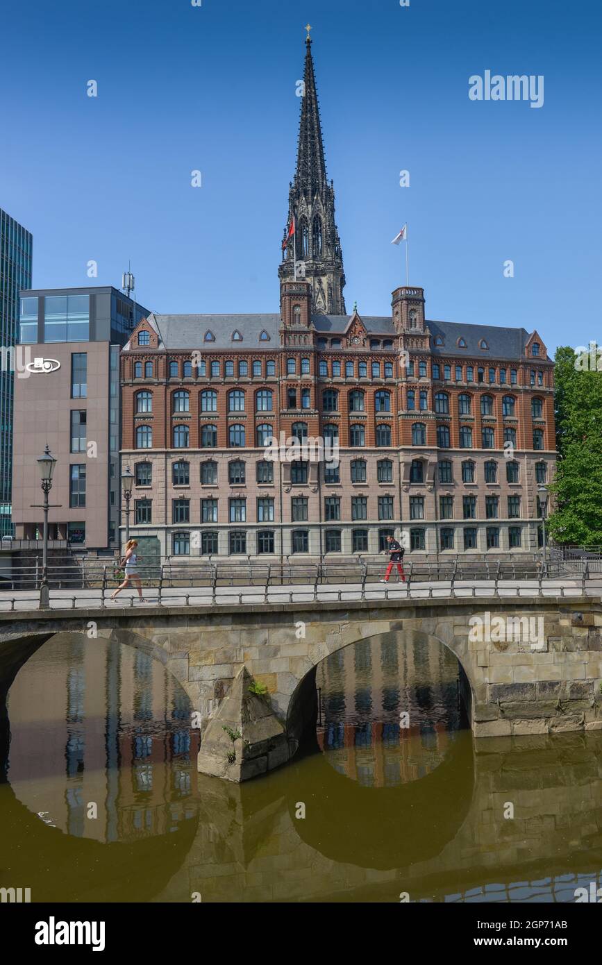 Bürogebäude, Zollernbrücke, Nikolaifleet, Hamburg, Deutschland Stockfoto