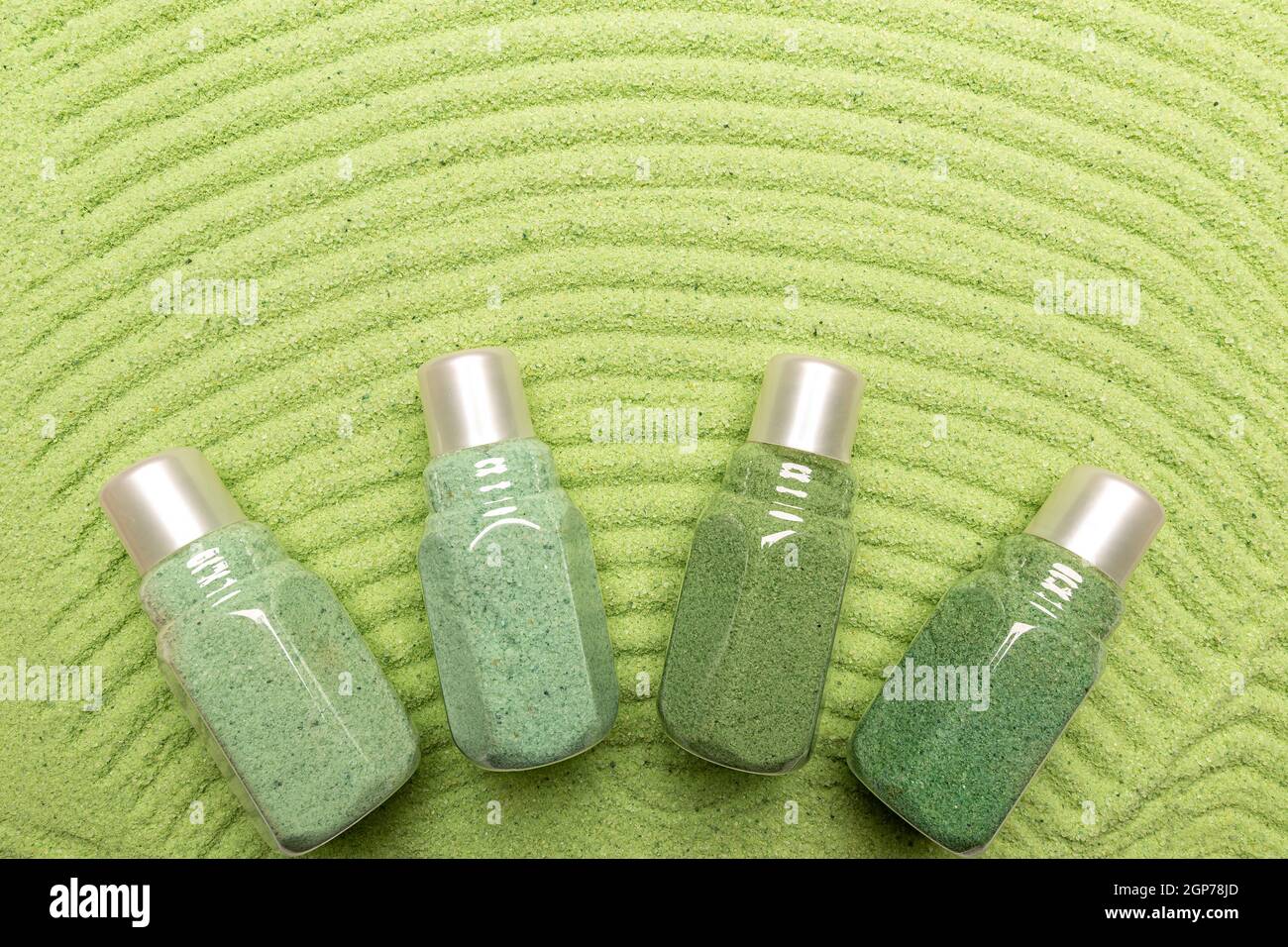 Grünes Aroma Meersalz mit Platz für Ihren Text Stockfoto