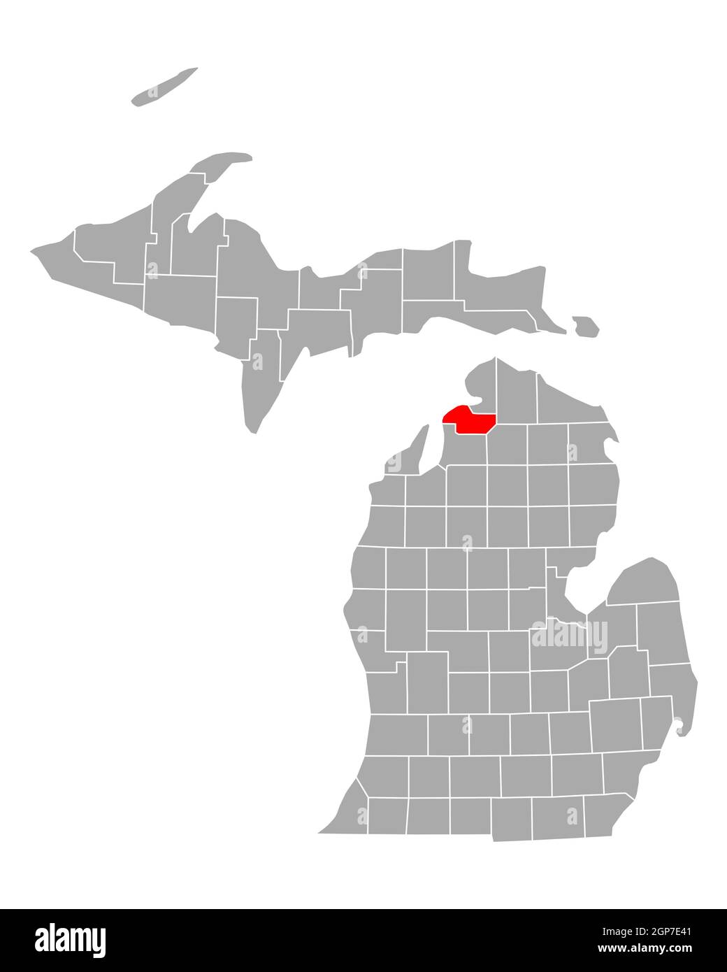 Karte von Charlevoix in Michigan Stockfoto