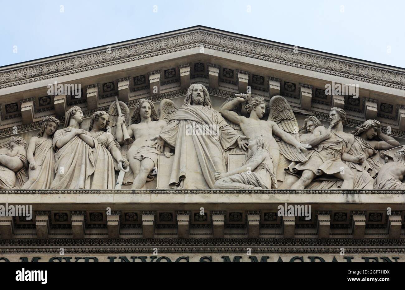 Die geformten Tympanon der Kirche "La Madeleine", Paris Stockfoto