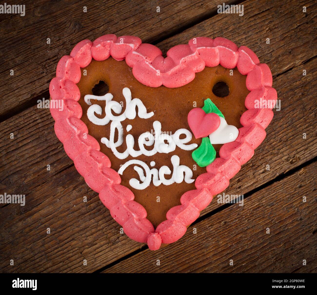 Lebkuchenherzen, Lebkuchen Herz, typisches Souvenir der deutschen Sprache. Stockfoto