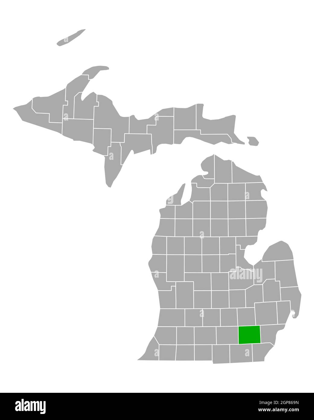 Karte von Washtenaw in Michigan Stockfoto