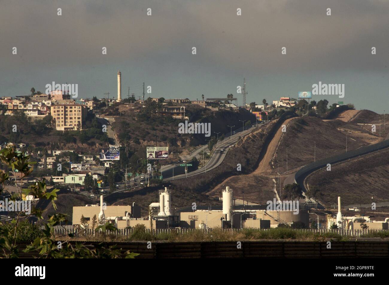 Szene der Grenzmauer in Tijuana, Mexiko Stockfoto