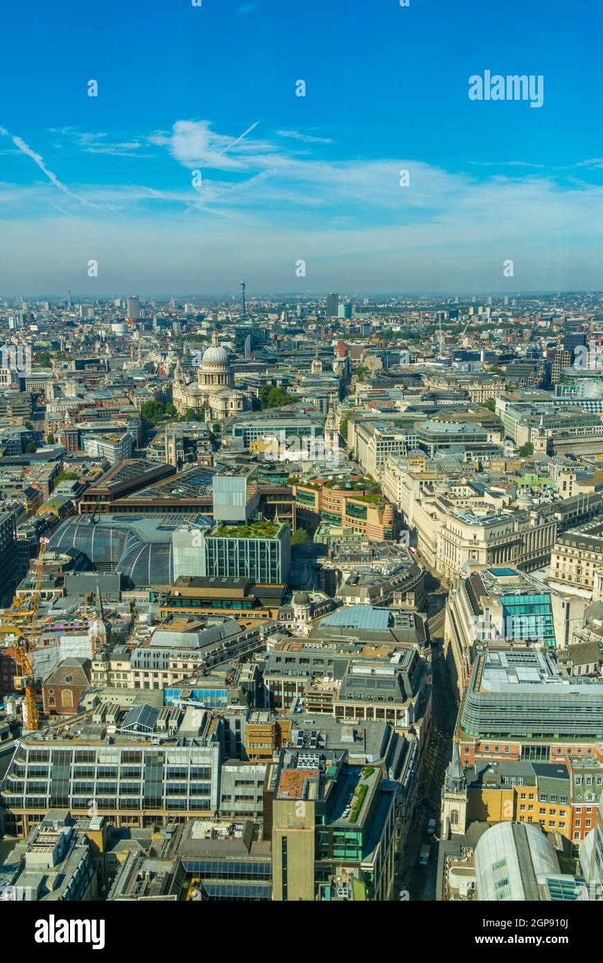 Luftaufnahme der St Paul's Cathedral, des BT Tower und der Londoner Skyline, London, England, Großbritannien, Europa Stockfoto