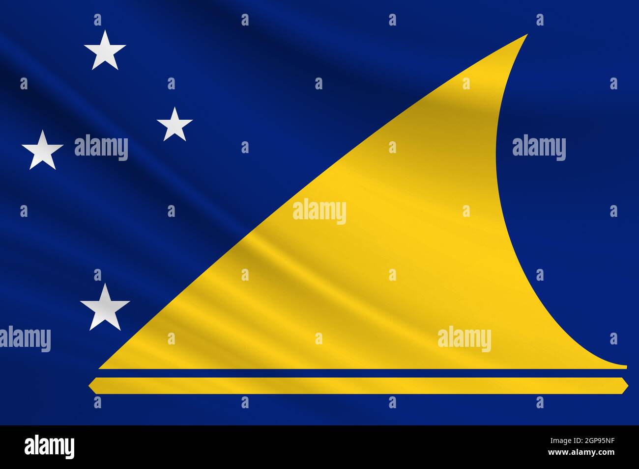Flagge von Tokelau. Stoffstruktur der Flagge von Tokelau. Stockfoto