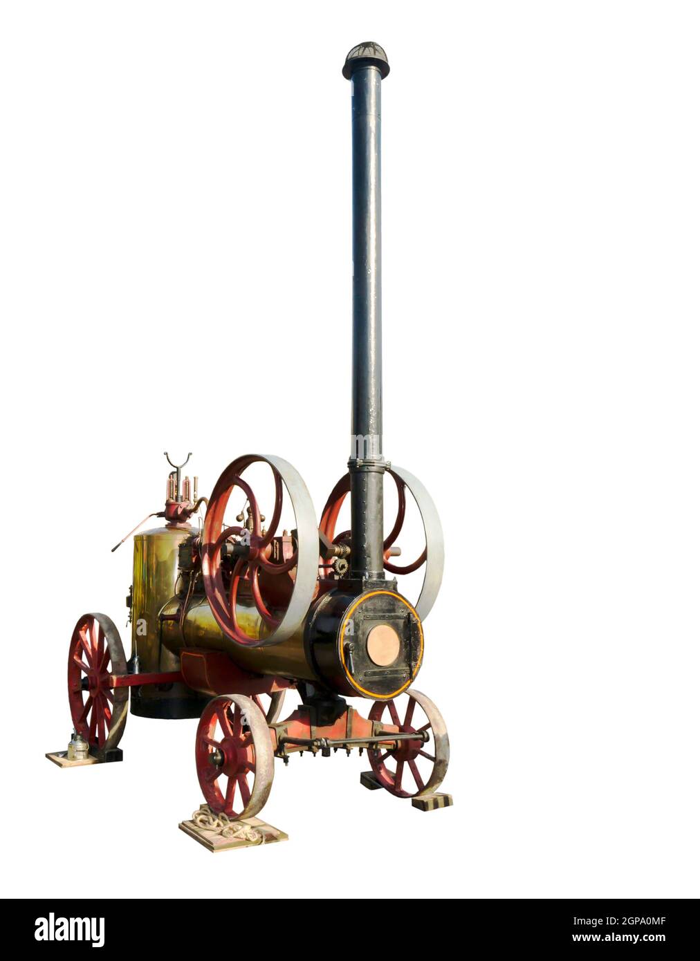 Die Dampfmaschine von 1928 von Release-ist auf dem weißen isoliert Stockfoto