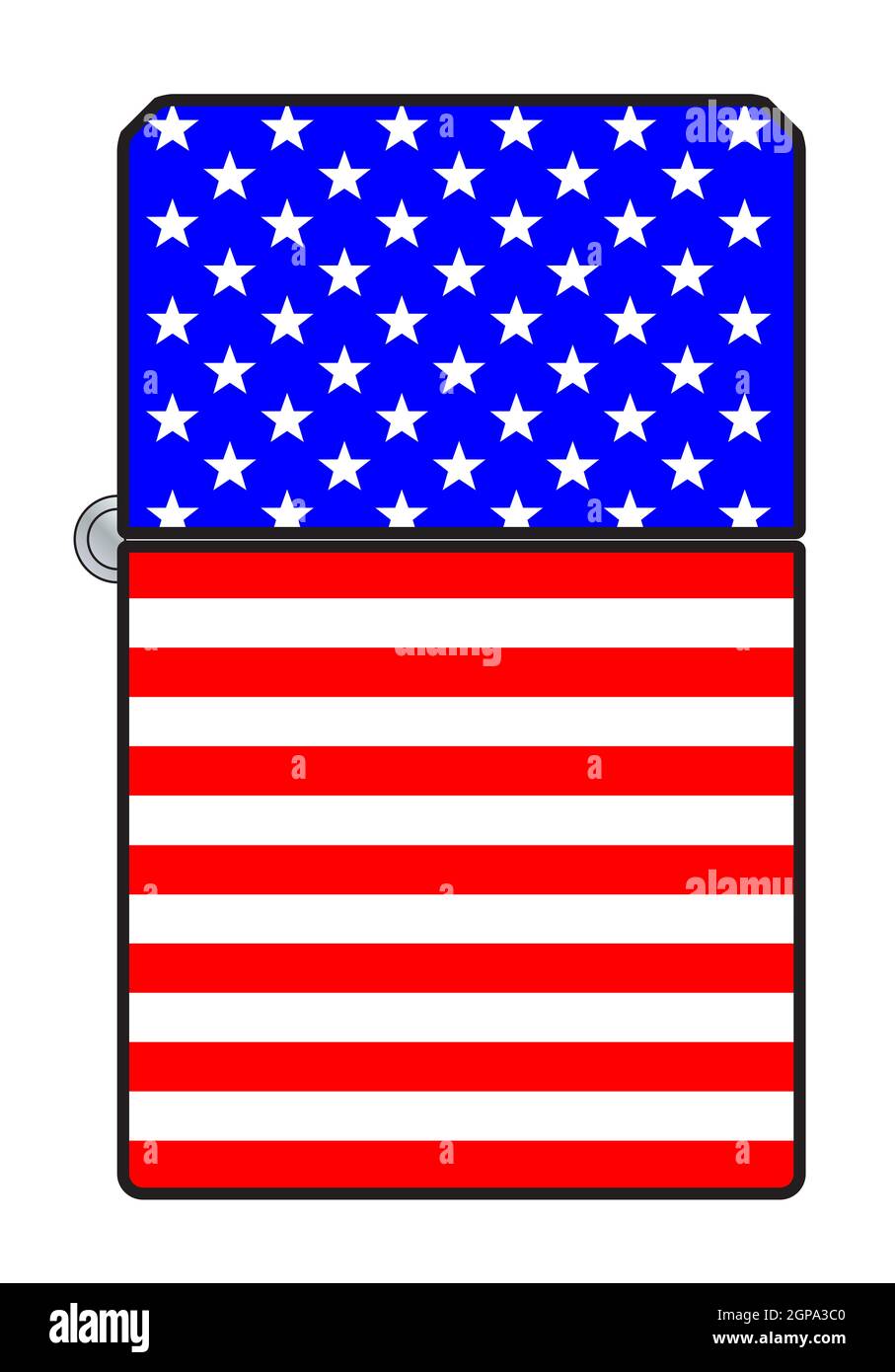 Ein typischer Zigarettenanzünder mit USA Stars und Stripws Altes Glory Flag-Motiv Stockfoto