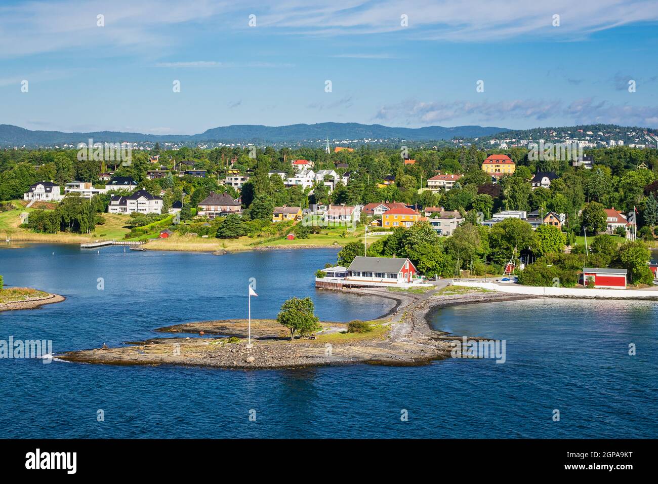 Landschaft auf dem Oslofjord in Norwegen. Stockfoto