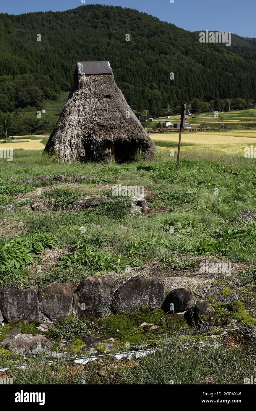 Nozawa onsen, Nagano, Japan, 2021-26-09 , die Okanomine-Stätte wird seit mehr als 10000 Jahren von den Jomon-Menschen häufig genutzt Stockfoto