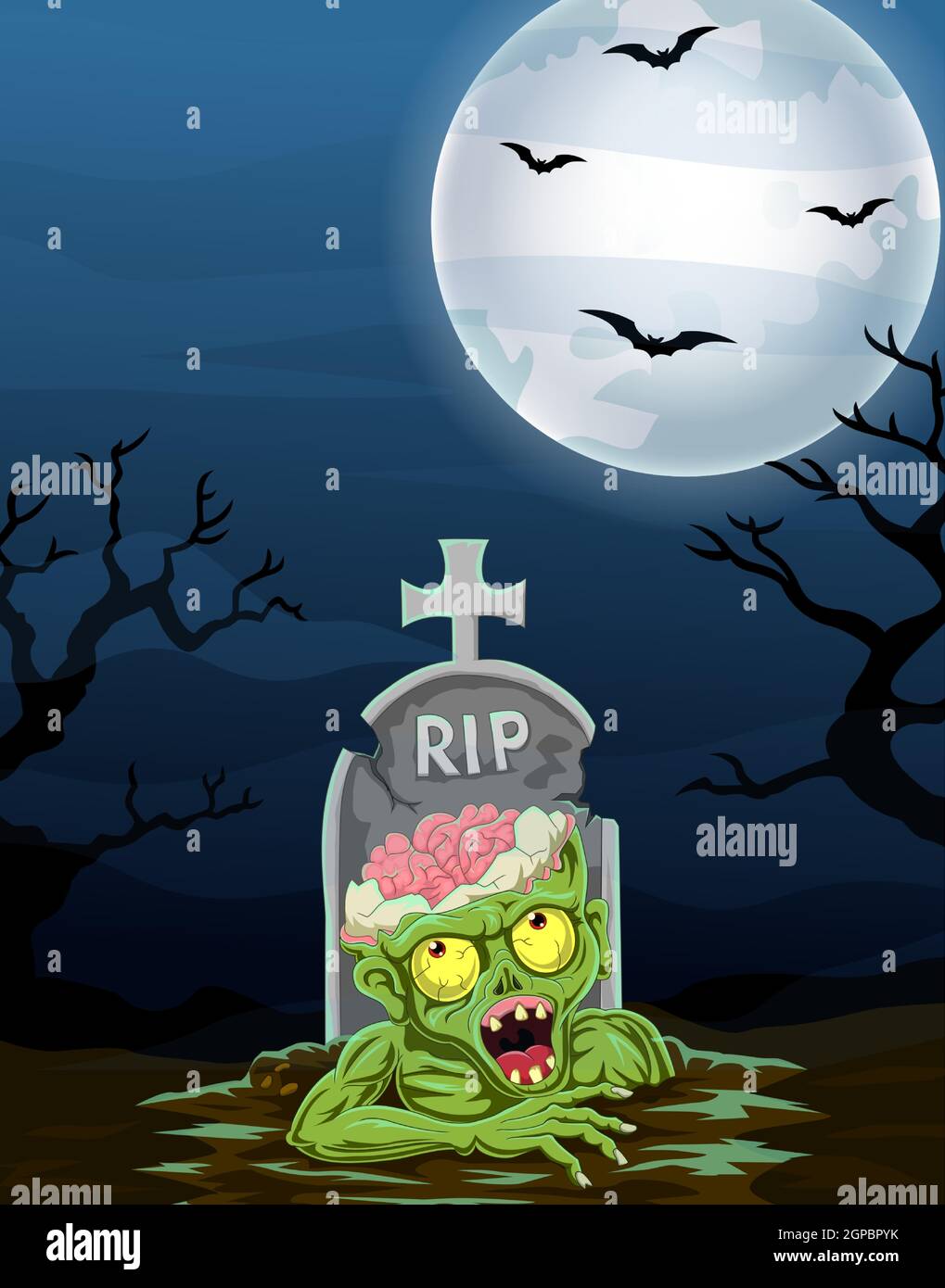 Halloween Hintergrund mit Zombie aus dem Grab Stock Vektor