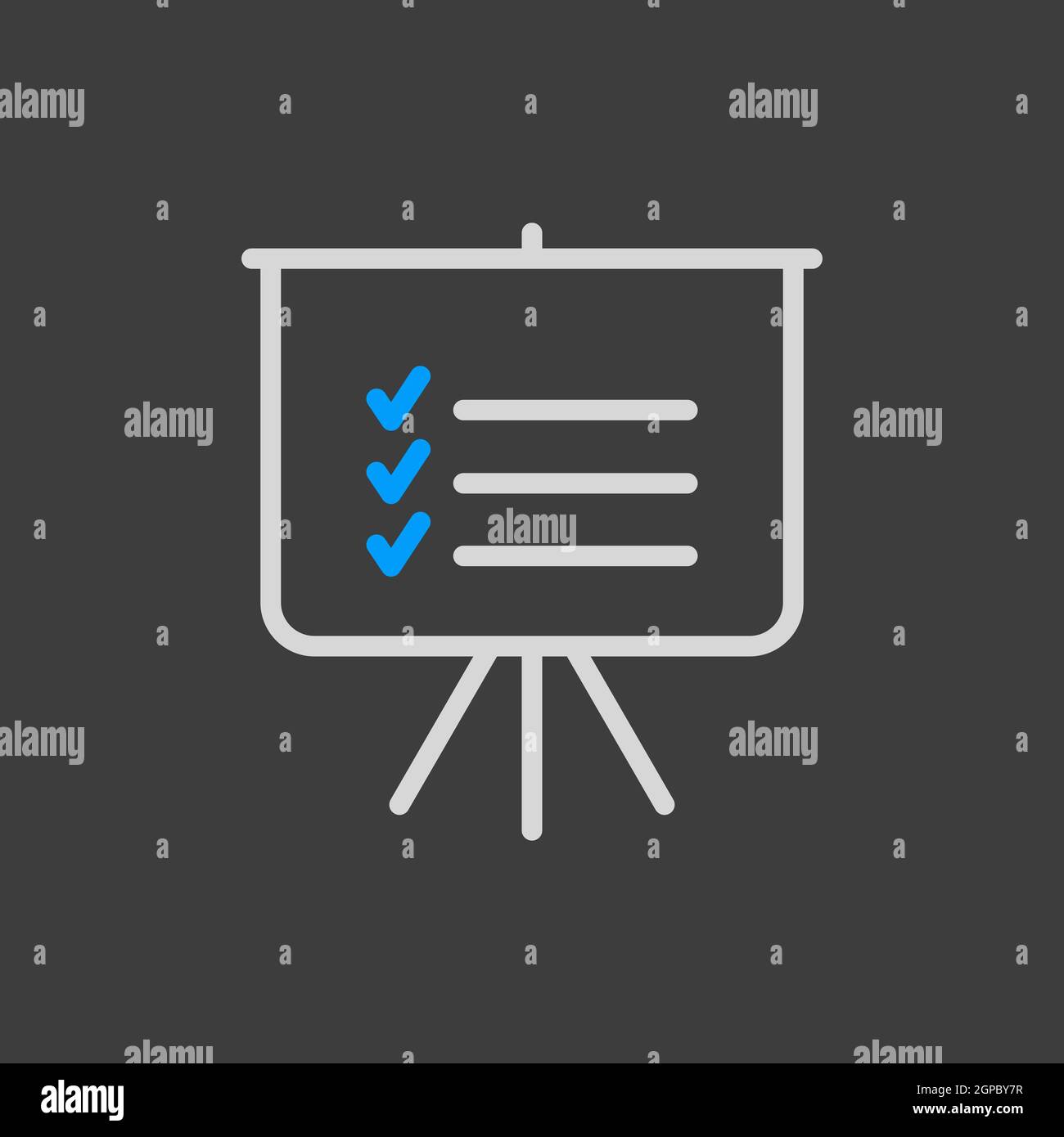 Symbol für die Gliederung der Statistiken im Schulungsboard. Planungsschild. Unternehmen. Graph Symbol für Ihre Website-Design, Logo, App, UI. Vektorgrafik, EPS10. Stockfoto