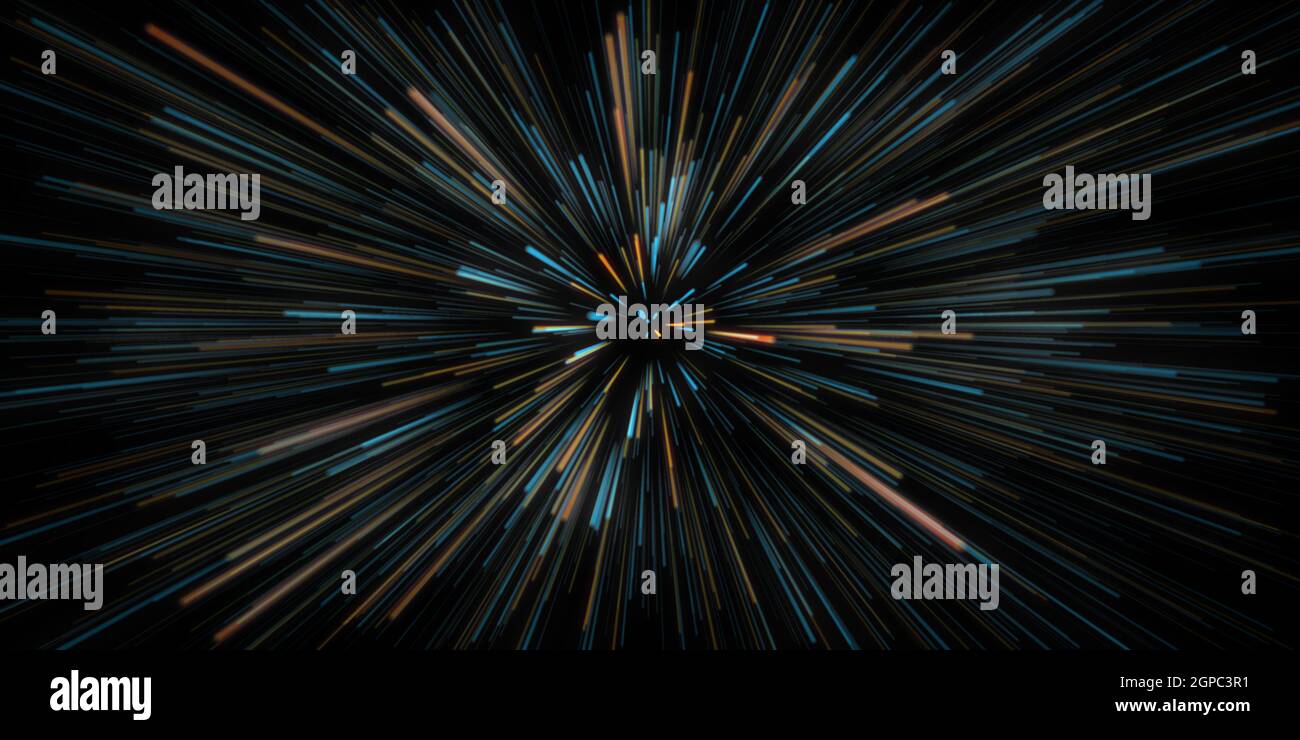 Warp Speed Abstract Hintergrund im Raum Konzept Stockfoto