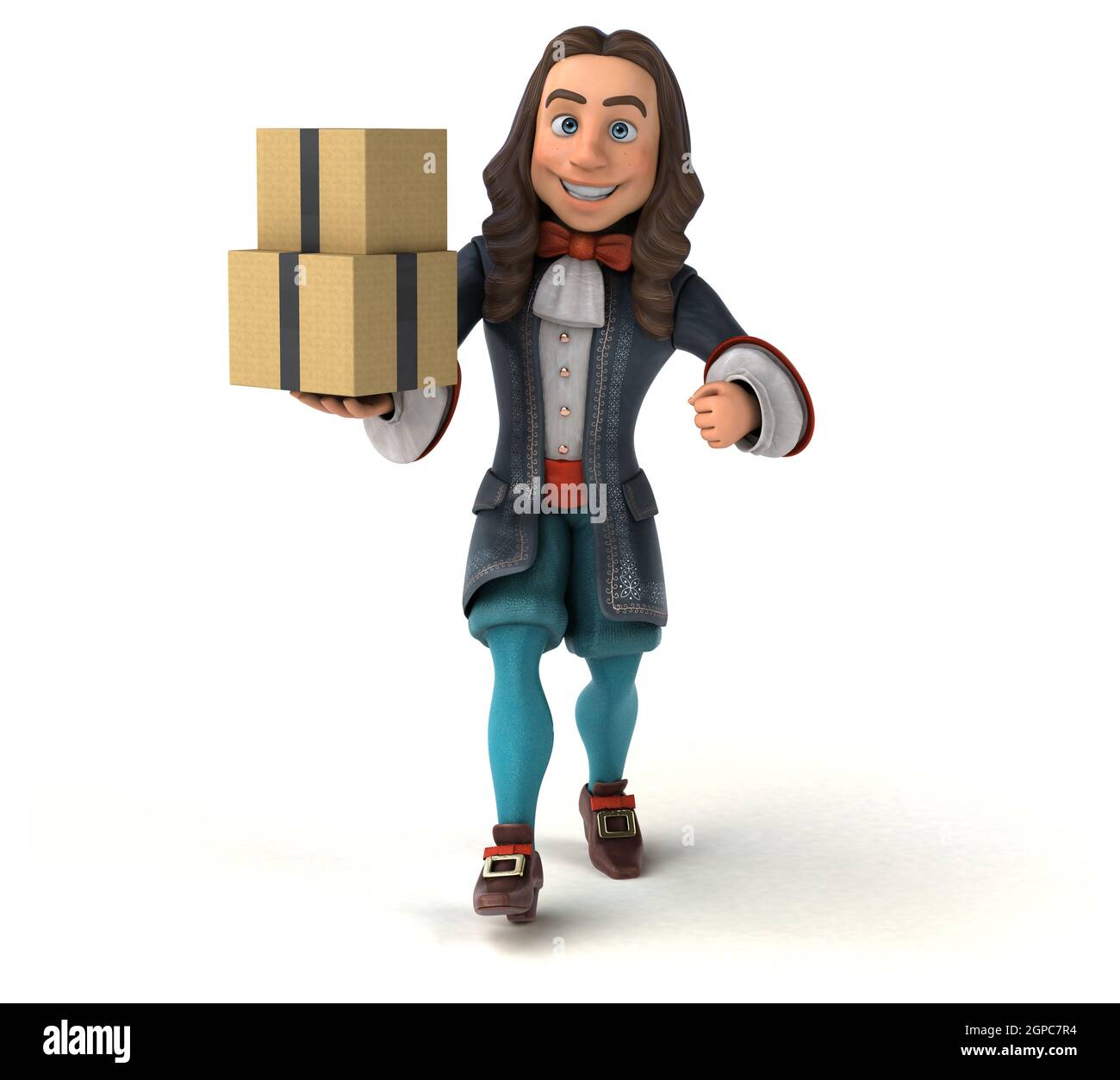 3D-Illustration eines Cartoon-Mannes in historischem, barounischem Kostüm Stockfoto