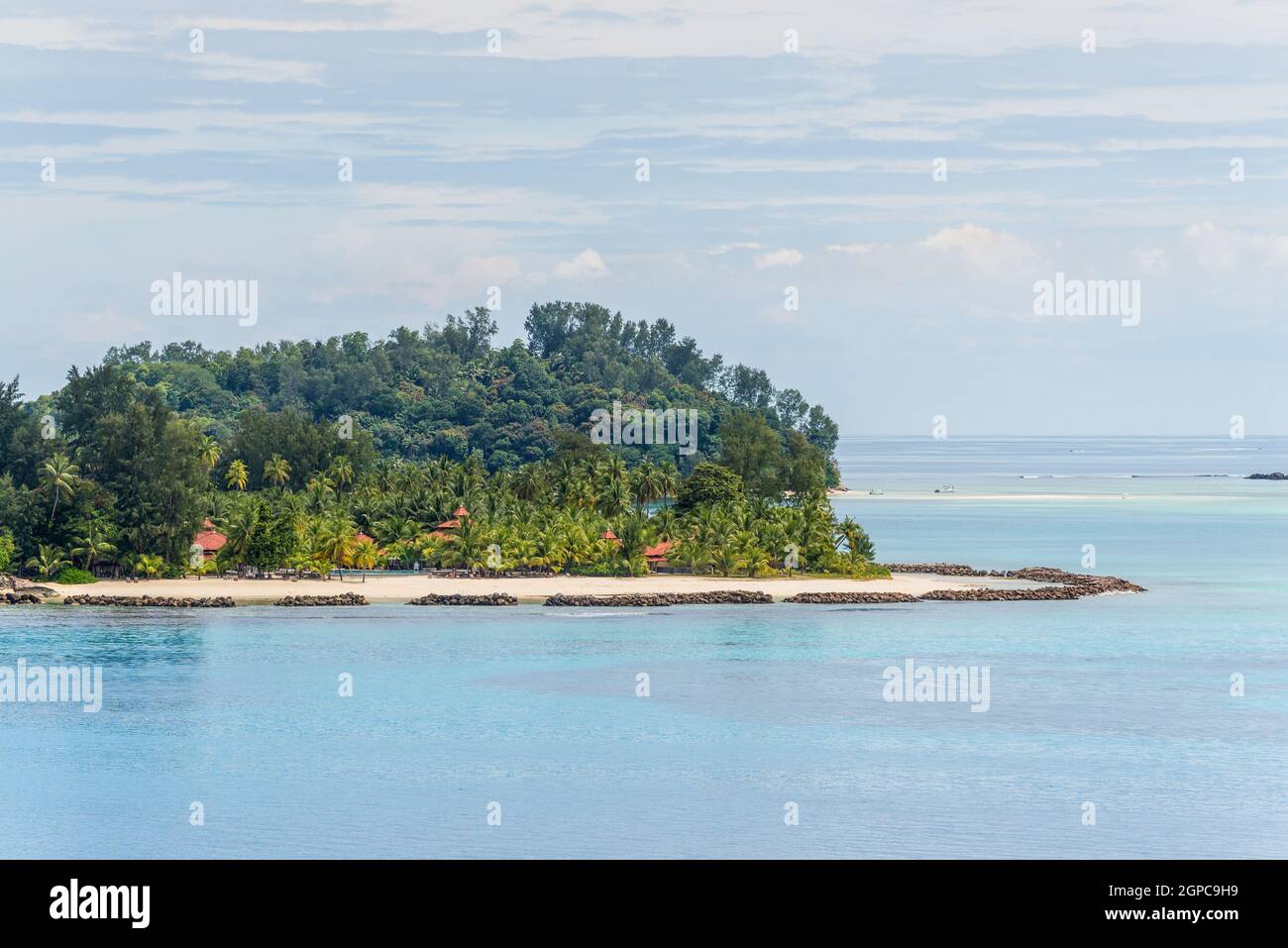 Blick auf die Strände an der Sainte Anne Marine National Park, Seychellen, Indischer Ozean, Ost-Afrika Stockfoto