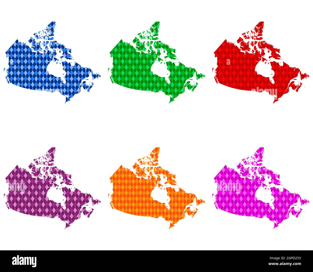 Karten von Kanada mit farbigen Rauten Stockfoto
