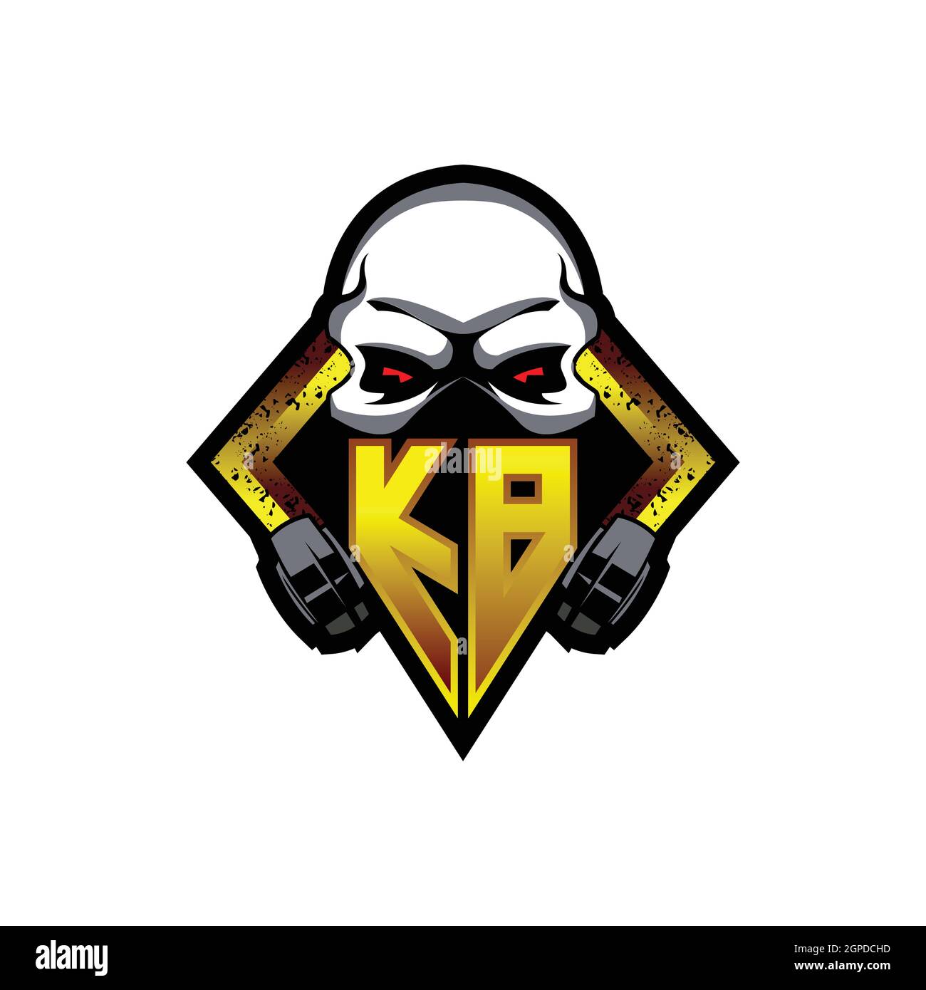 KB Logo Monogramm mit Skull Shape Designs Vorlage Vektor-Symbol modern Stock Vektor