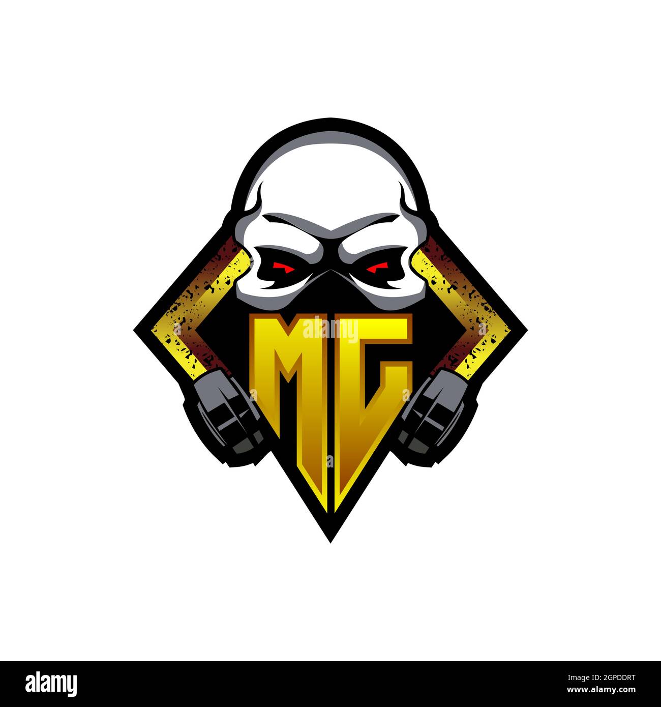 MJ Logo Monogramm mit Skull Shape Designs Vorlage Vektor-Symbol modern Stock Vektor
