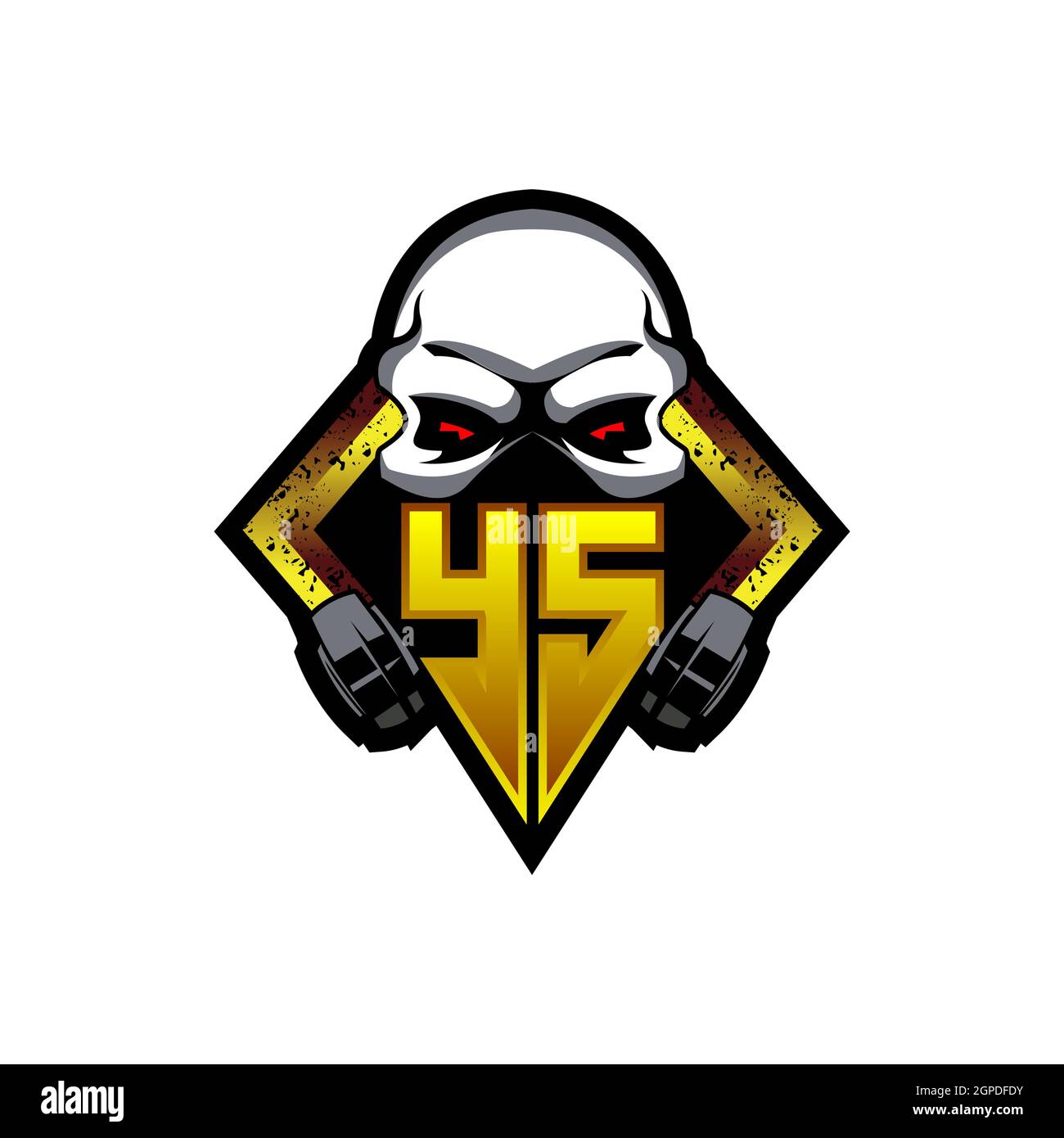 YS Logo Monogramm mit Skull Shape Designs Vorlage Vektor-Symbol modern Stock Vektor