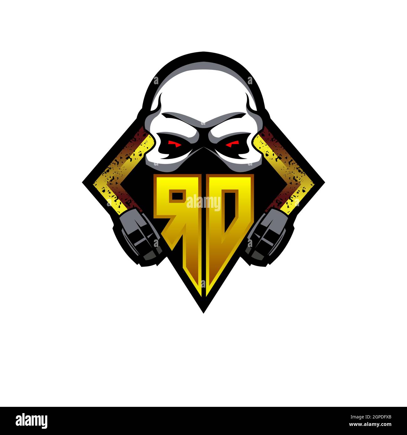 Rd Logo Monogramm mit Skull Shape Designs Vorlage Vektor-Symbol modern Stock Vektor