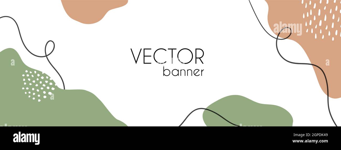 Abstrakte lange Vektor-Banner-Vorlage für facebook-Cover. Trendy minimale organische Formen Hintergrund mit Platz für Text kopieren Stock Vektor