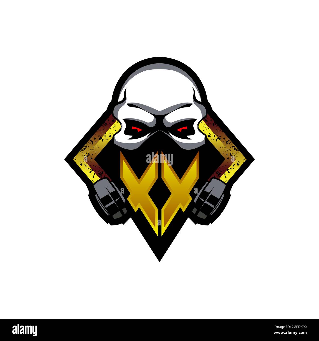 XX Logo Monogramm mit Skull Shape Designs Vorlage Vektor-Symbol modern Stock Vektor