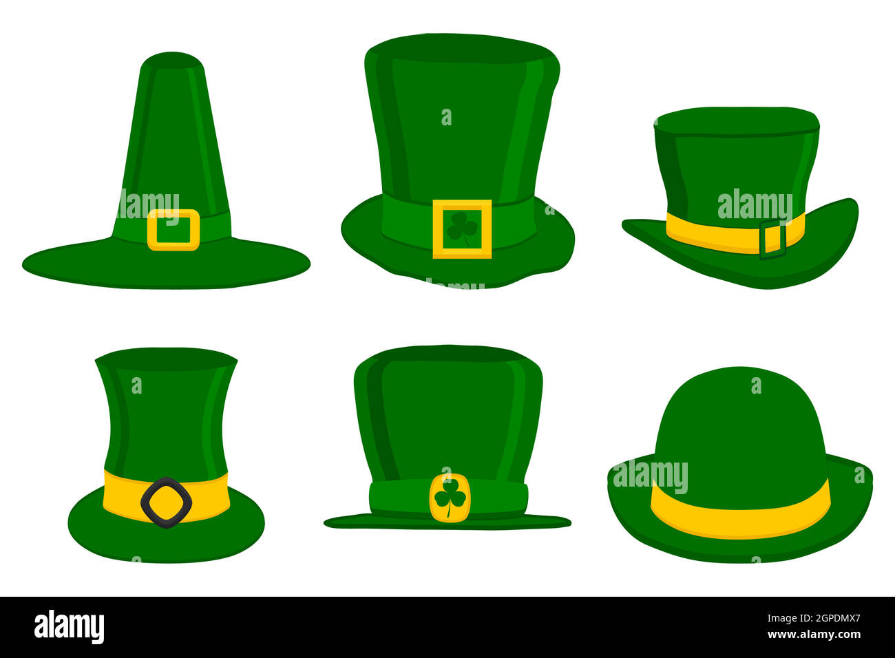 Illustration zum Thema Irischer Feiertag St. Patrick Tag, Set Kopfschmuck Hüte Stock Vektor