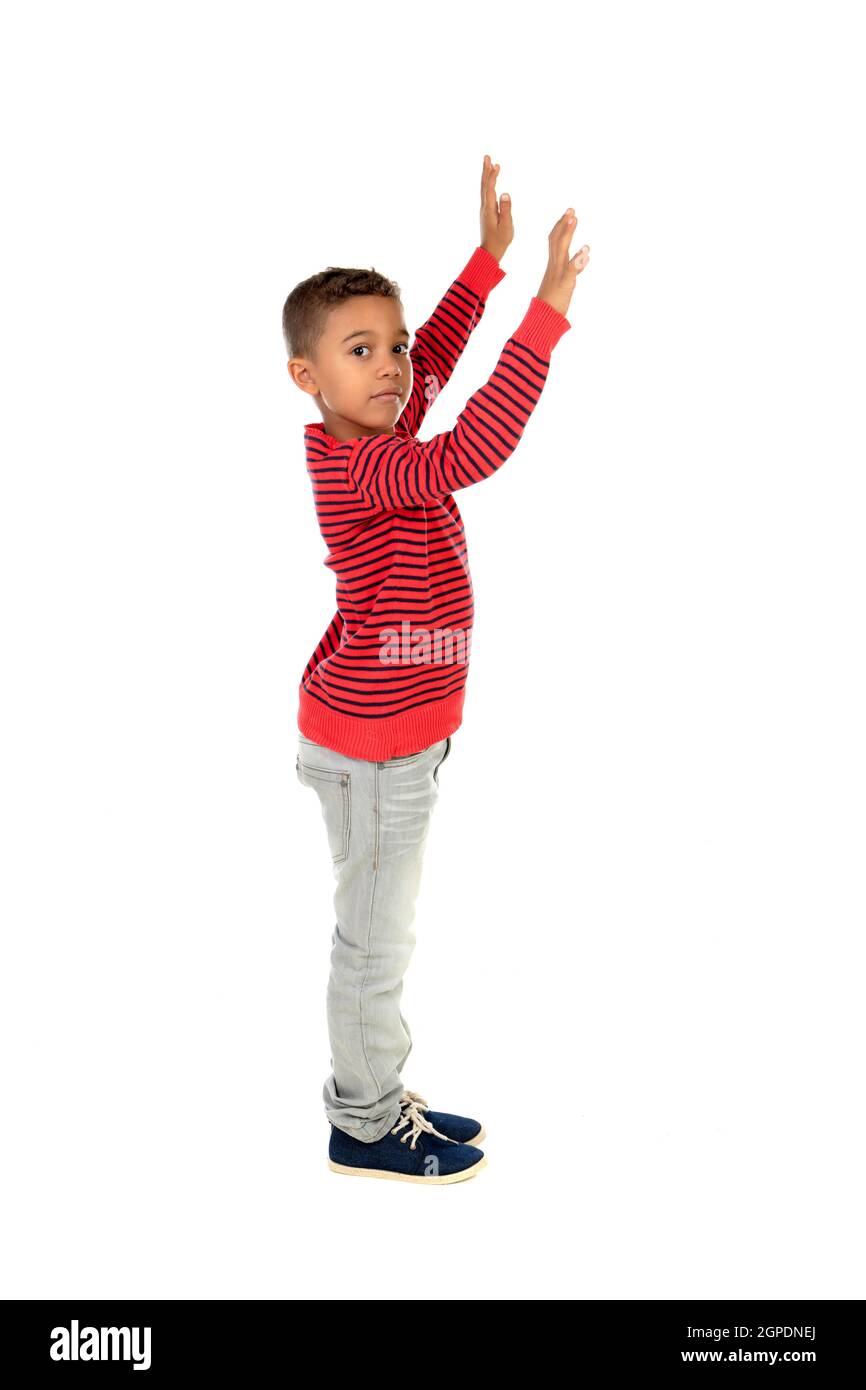 Latin Kind tanzen auf einem weißen Hintergrund isoliert Stockfoto